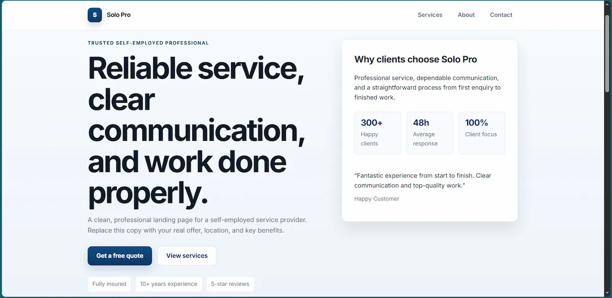 Screenshot of a professional corporate-style Bronze starter website design